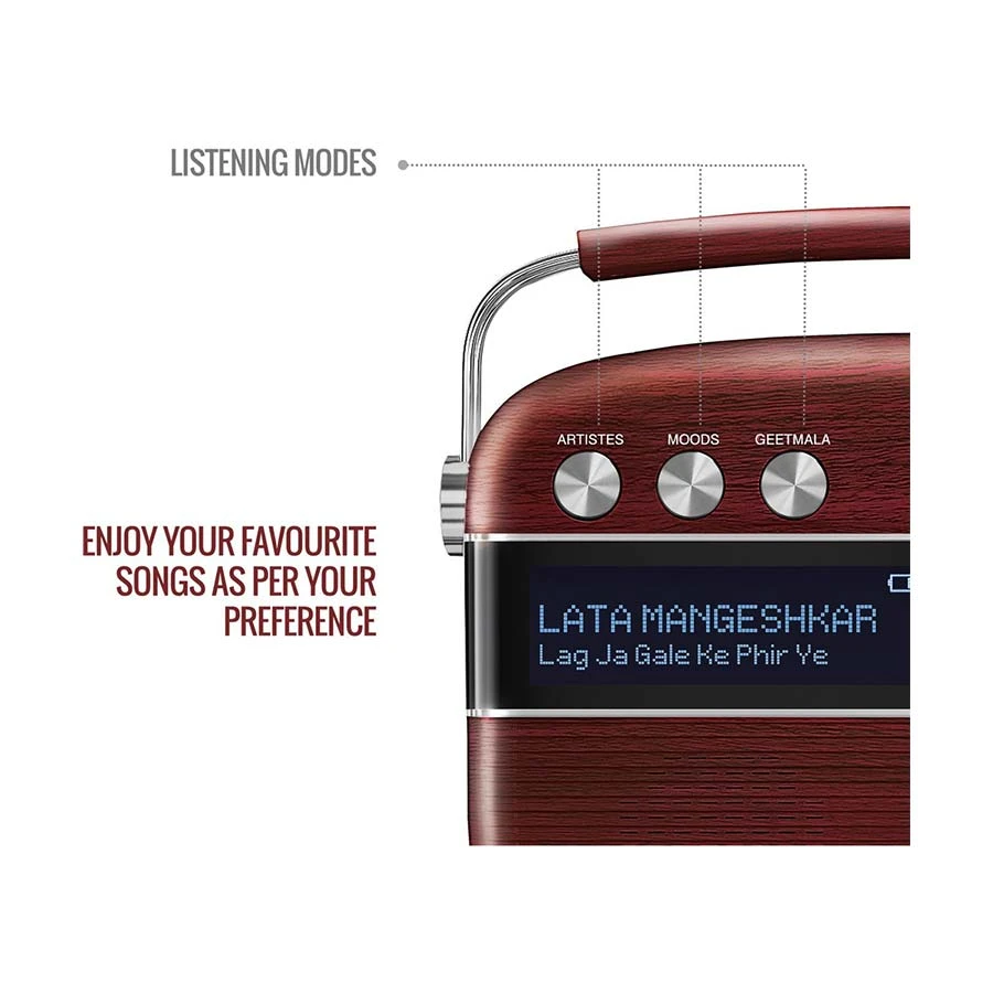 Saregama Carvaan Hindi 5000 Song Portable Music Player Cherrywood Red