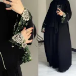Arabian Cherry Fabric Gown Borka with Hijab, 3 Colours
