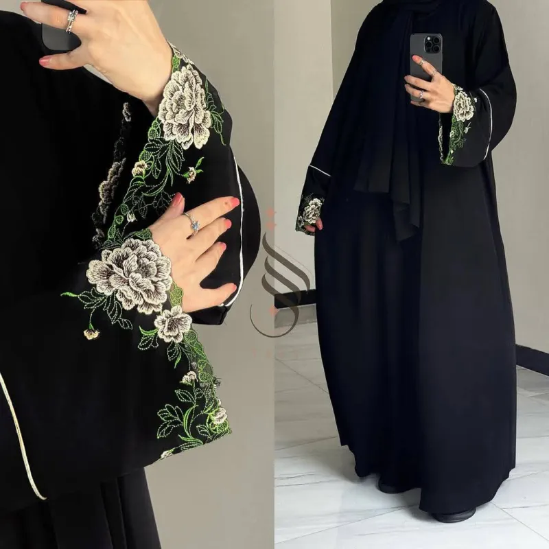 Arabian Cherry Fabric Gown Borka with Hijab, 3 Colours