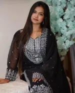 Weightless Georgette Embroidered Three Piece with Sequin Work
