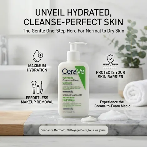 CeraVe Hydrating Cream to Foam Cleanser 236ml (France)