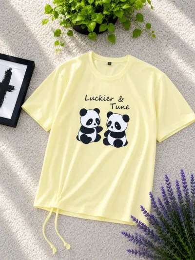Women's Drop Shoulder T-Shirt with Adjustable Tie, 3 Colours