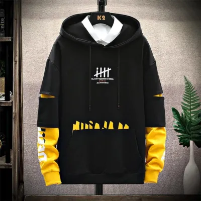 Colour Combined Hoodie, 300 GSM Cotton, Hoodie Only