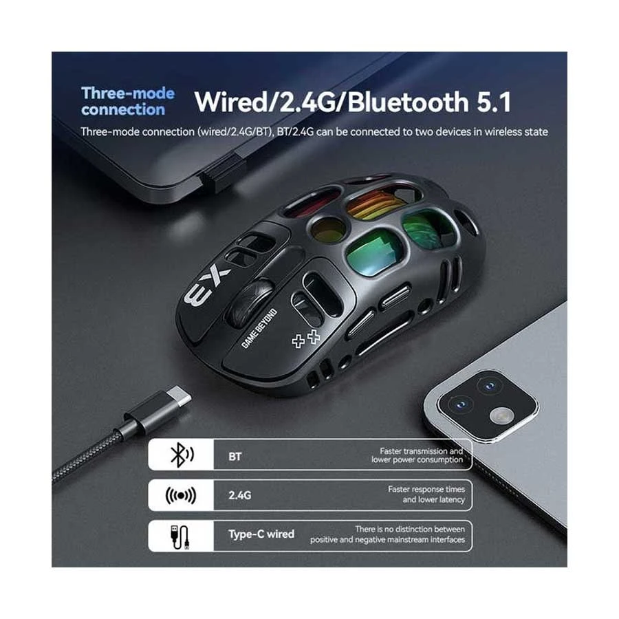 T-Wolf X3 RGB Multi Mode Gaming Mouse Black