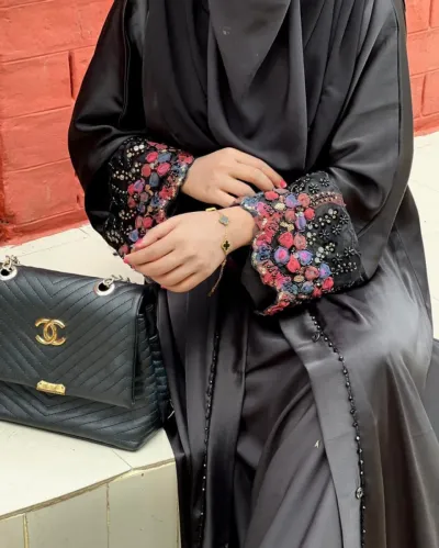 Karchupi Lace Abaya with Inner and Hijab, Lengths 50 to 58