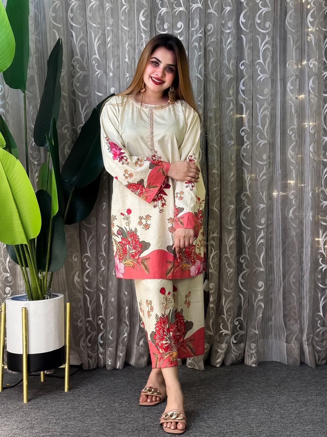 Dubai Silk Digital Print Two Piece, 3 Colours, Sizes 36 to 46