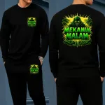 Men's Long Sleeve Drop Shoulder Cotton Tee and Trouser Set