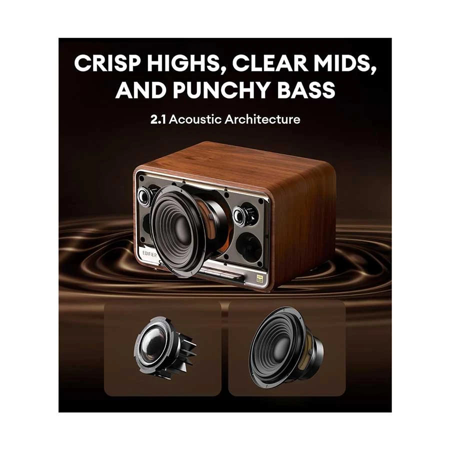 Edifier D32 Portable Bluetooth Brown Tabletop Speaker