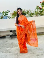 Screen Printed Half Silk Saree for Women, 12 Haath Long