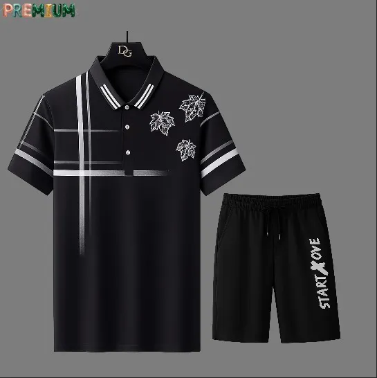 Men's Pure Cotton Polo Shirt and Half Pant Combo, 200 GSM