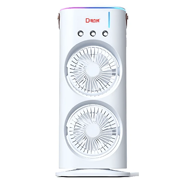 Disnie DRMF-63USB Rechargeable Double Head Portable Mini Air Cooling Mist Fan with Remote