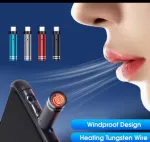 USB-C Mini Flameless Lighter – Tungsten Wire, Blow-to-Ignite, Windproof
