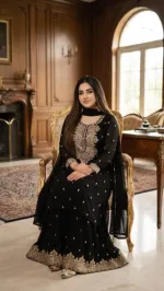 Cotton Garara Dress with Sequin Embroidery and Lace Georgette Orna