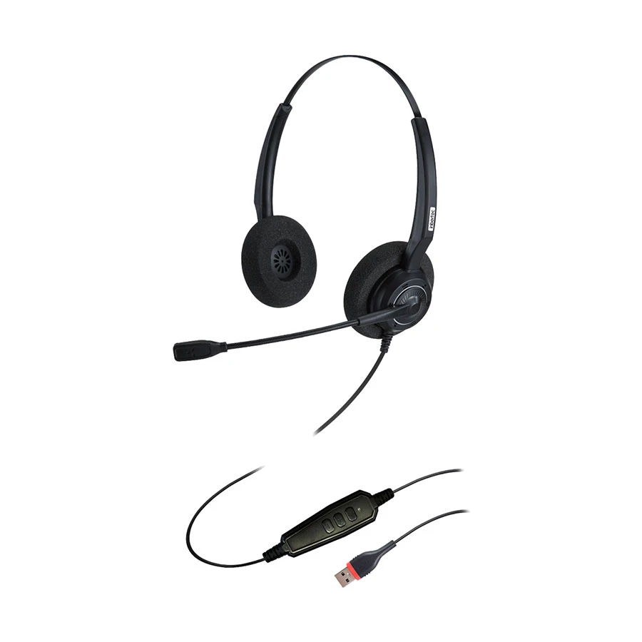Inbertec UB200DU Duo Wired USB Noise Cancelling Headset Black