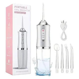 Portable Dental Water Flosser Oral Irrigator USB Rechargeable Water Floss Jet Tooth Pick 4 Tips 220ml Mouth washing machine