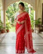 Chanderi Silk Floral Digital Print Saree, 3 Colours