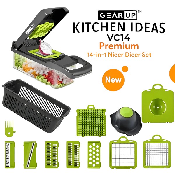 GearUP VC14 Premium 14-in-1 Vegetable and Fruits Multifuction Cutting Slicer Kitchen Tools