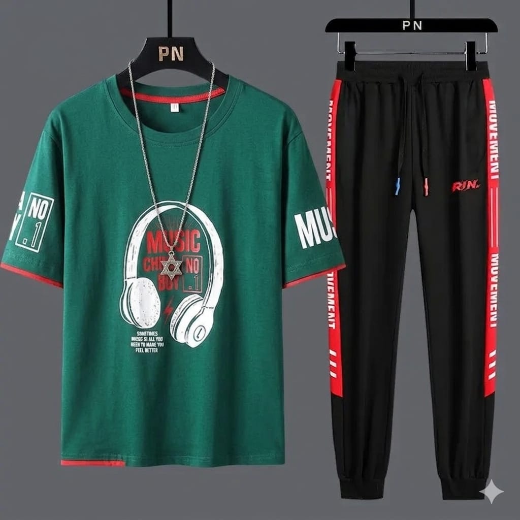 Men's Mesh T-Shirt and Full Pant Set in 4 Colours, Sizes M to XL