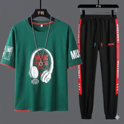 Men's Mesh T-Shirt and Full Pant Set in 4 Colours, Sizes M to XL
