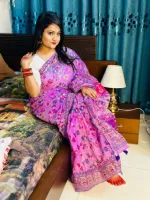 Women's Half Silk Screen Print Saree, 12 Haath