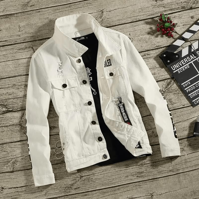 Men's Denim-Style Jacket in Gabardine Fabric, Sizes M to XL