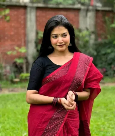 Women's Cotton Mixed Half Silk Plus Paar Saree, 3 Colours