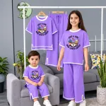 Kids Premium Cotton Half Sleeve T-Shirt & Pant Set Lavender Purple