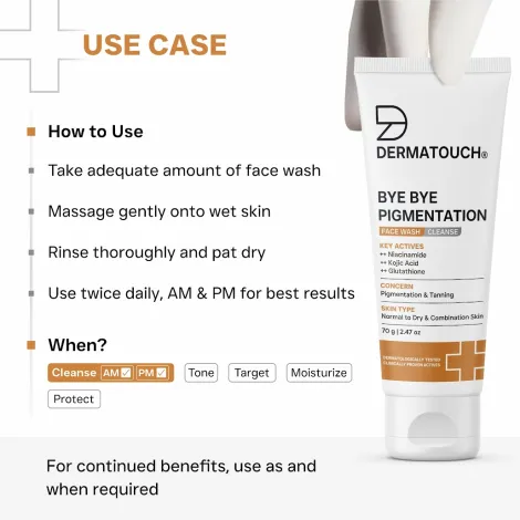 Dermatouch Bye Bye Pigmentation Face Wash 70g (India)