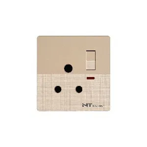 NT blu-ray Chrome Golden 15A 3 Pin Round Socket With Switch