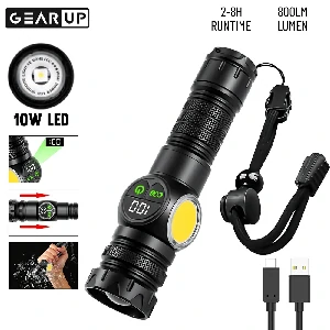 GearUP K60 Rechargeable Flashlight 10W COB + LED Torchlight