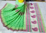Women's Block Print Cotton Saree, 14 Haath, 6 Colours