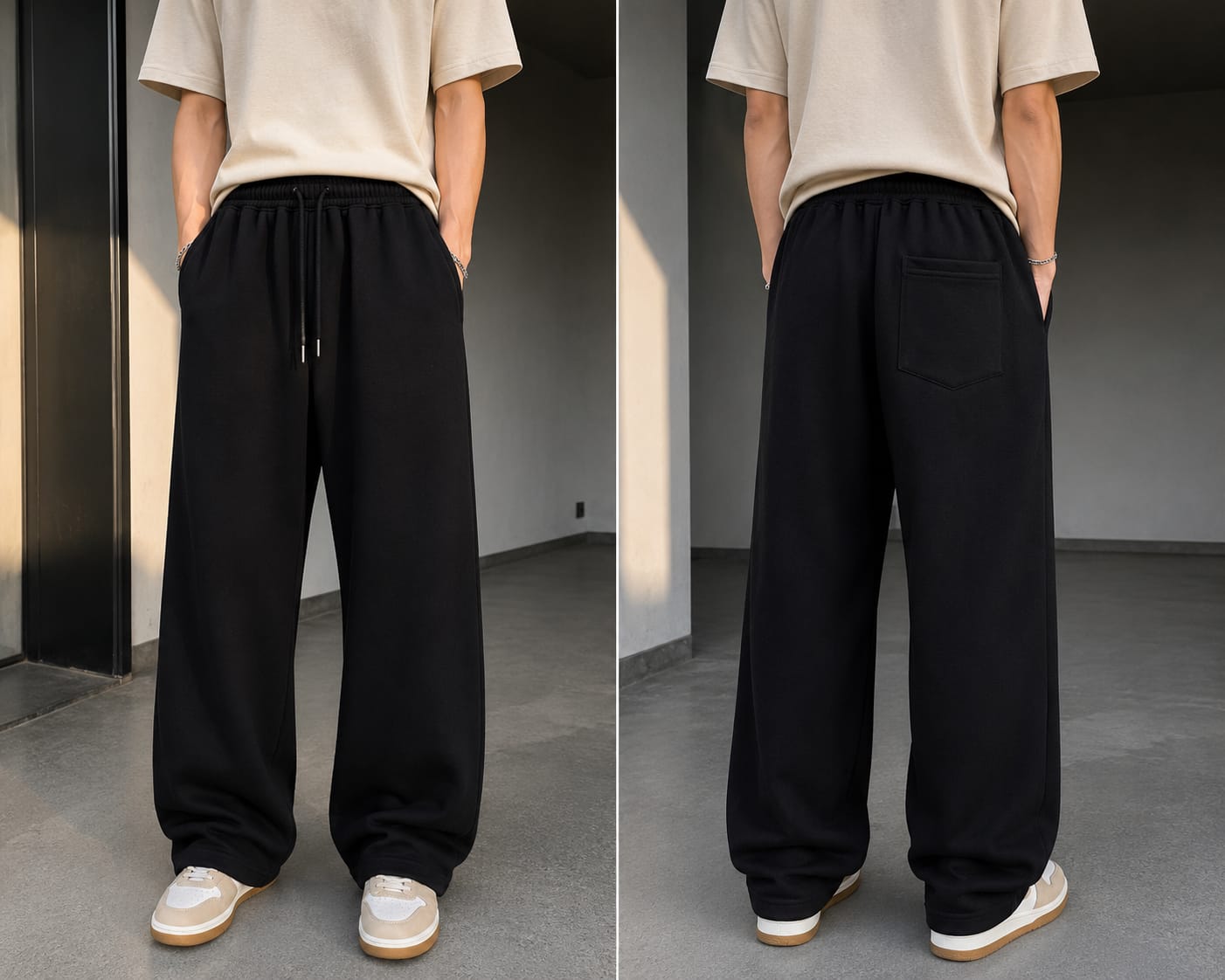 Men's Baggy Cotton Trousers, Length 38 to 40 Inch