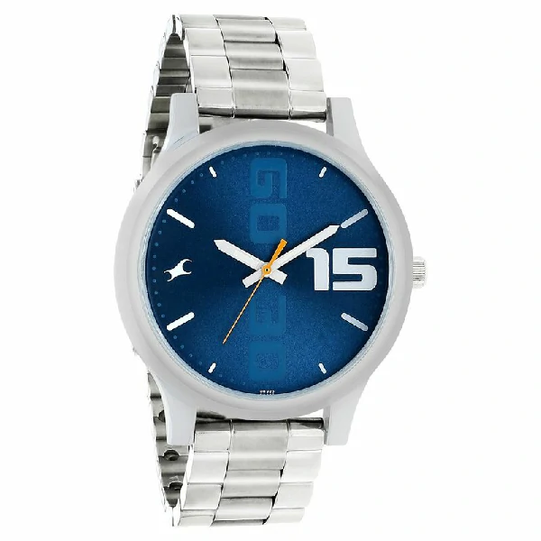 Fastrack NS38051SM05 Bold Quartz Analog Blue Dial Stainless Steel Strap Watch