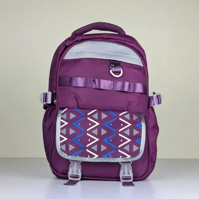 Multi-Pocket Casual Backpack with Geometric Flap