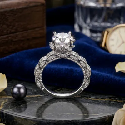 Luminous Embrace  Brilliant Center Stone with Twisted Band Womens Ring