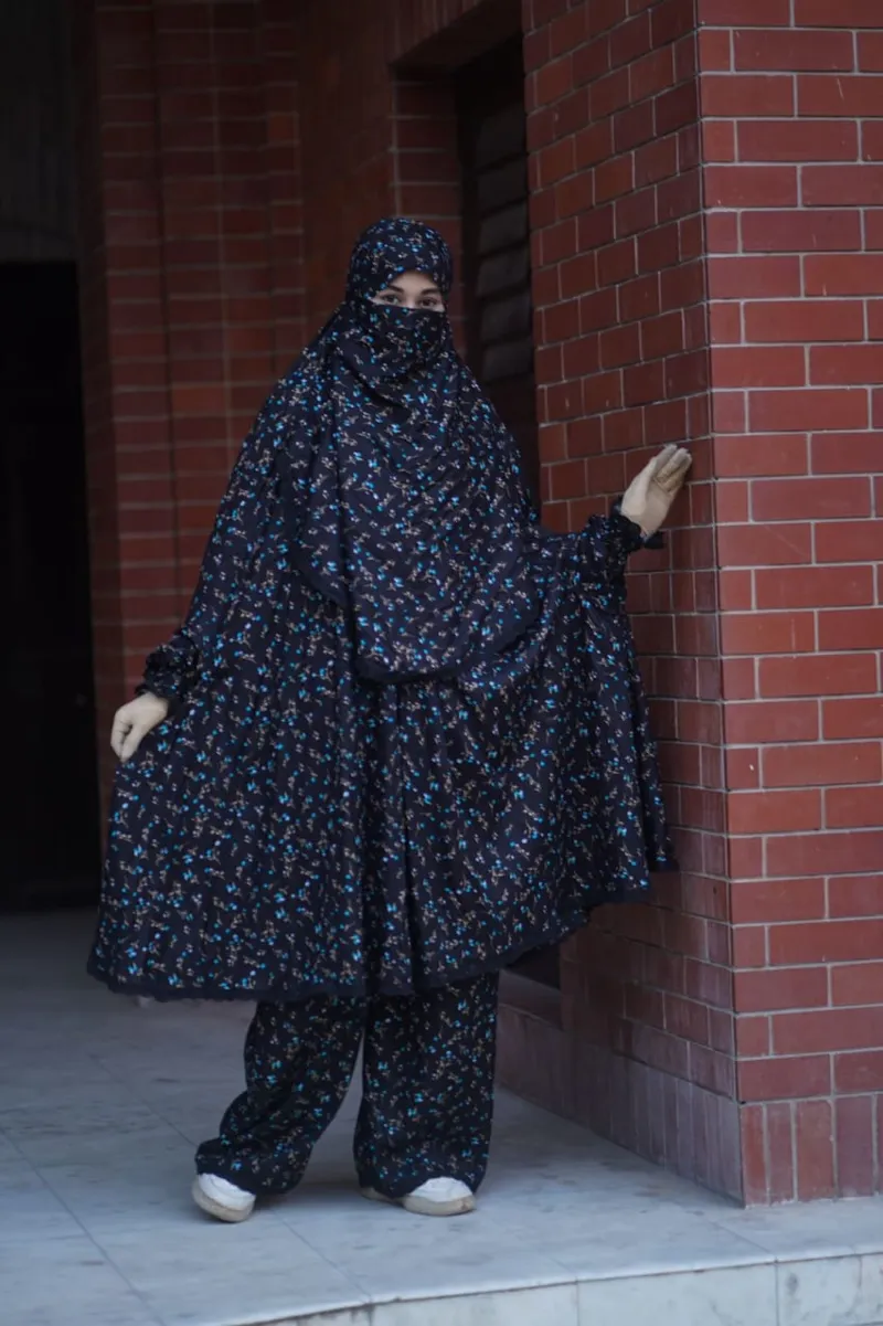 Linen Khimar and Palazzo Set with Niqab, 5 Colours