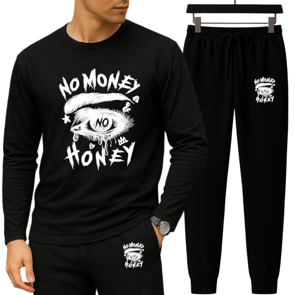Men's Drop Shoulder Long Sleeve Set, 190 to 200 GSM Pure Cotton