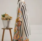 Silk Three Piece with Digital Print Cotton Orna, 44 Inch Kameez