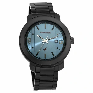 Fastrack NR3246NM01 Bare Basics Quartz Analog with Date Blue Dial Stainless Steel Strap Watch