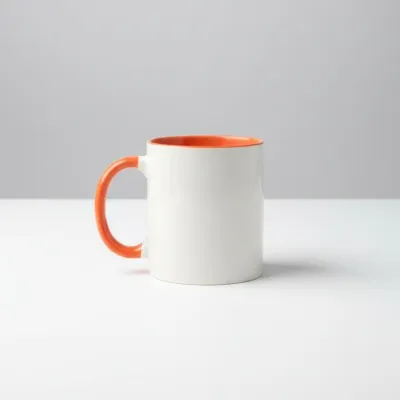 Rim Color Round Handle Coffee, Tea, Water Mug, Add Photo Text Logo Picture Image