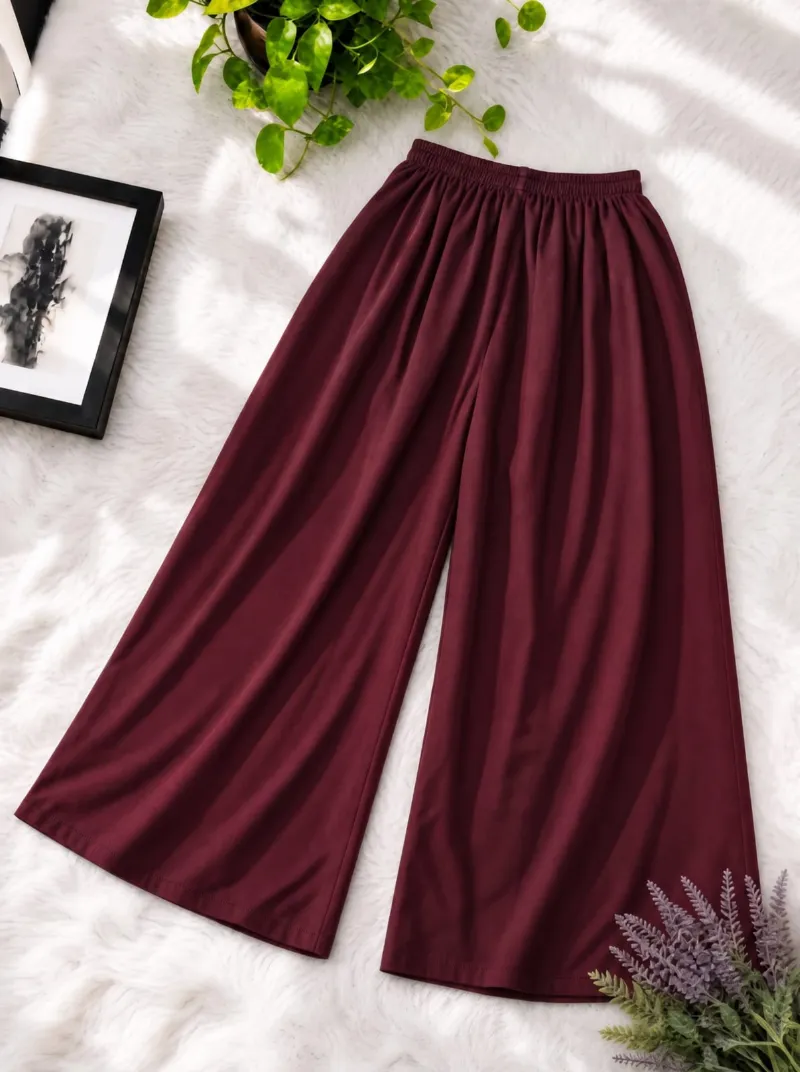 Women's Solid Colour Linen Palazzo, Free Size Waist 28 to 42