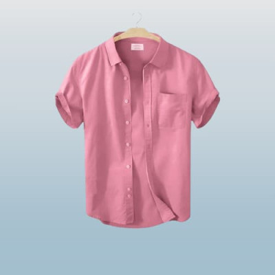 Men's Stylish Half Sleev Casual Solid Shirt ( Pink )