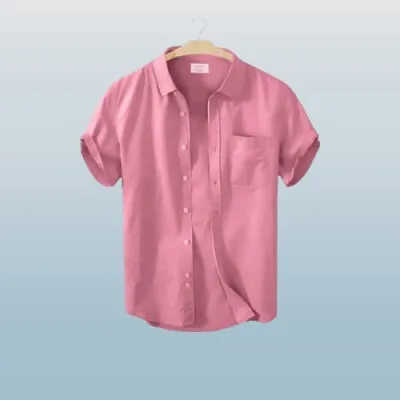 Men's Stylish Half Sleev Casual Solid Shirt ( Pink )