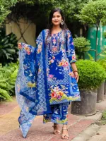 Women's DTX Fabric Digital Print Three Piece, Sizes 38 to 44