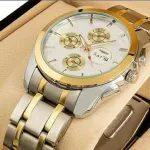 Men's Stainless Steel Analog Watch with Date - Black