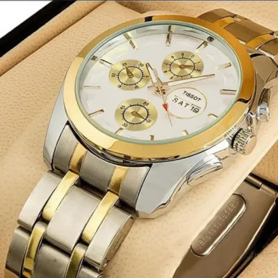 Men's Stainless Steel Analog Watch with Date - Black