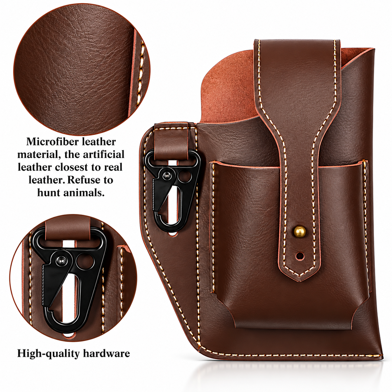 Men's Coffee/Brown Leather Belt Pouch & Mobile Phone Holster Bag