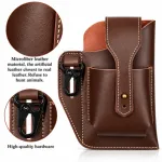 Men's Coffee Brown Leather Belt Pouch & Mobile Phone Holster