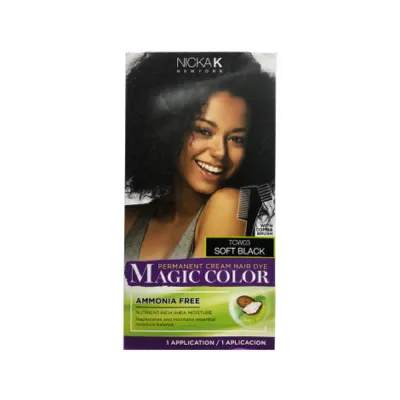 Nicka K Permanent Cream Hair Dye Magic Color - TCW003 Soft Black (Korea)