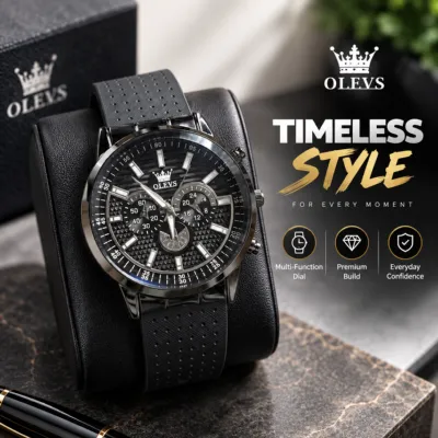 Olevs Men's Skeleton Dial Wrist Watch